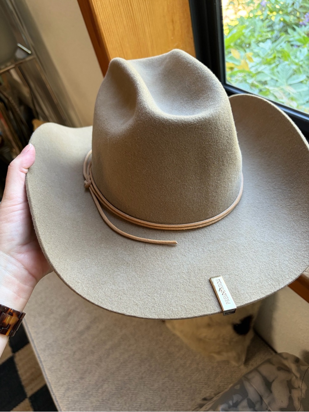 Premonition Goods Wool Cowboy Hat with Leather Band - Beige
